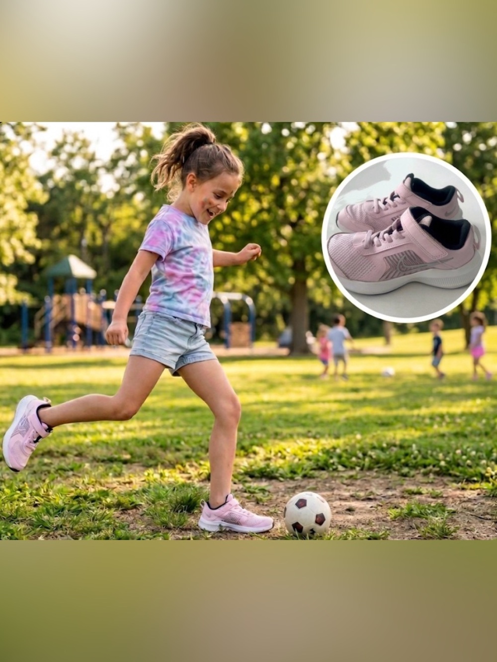Nike girl’s Downshifter Pink and Black Sneakers.  Size 13.